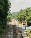 View of railroad tracks in Staunton, in the Shenandoah Valley, Virginia Royalty Free Stock Photo