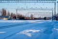 View on a railroad tracks on winter Royalty Free Stock Photo