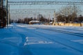 View on a railroad tracks on winter Royalty Free Stock Photo