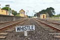 rai lroad whistle sign at Glenbrook Vintage Railway station