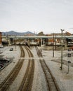 View of a railroad yard, Roanoke, Virginia Royalty Free Stock Photo