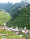 Characteristic village of Svaneti with defensive towers in Georgia.