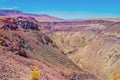 View of Rainbow Valley in Death Valley USA from Crowley Vista point where the walls of the canyon are multi-colored and military Royalty Free Stock Photo