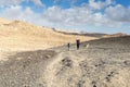 Trekking in Negev dramatic stone desert, Israel