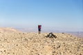 Trekking in Negev dramatic stone desert, Israel