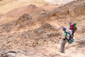 Trekking in Negev dramatic stone desert, Israel