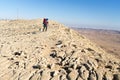 Trekking in Negev dramatic stone desert, Israel