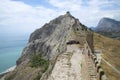 View of the ramparts of the Consular castle. Genoese fortress in Sudak