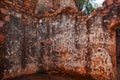 CRUDE GRAFFITI ON PLASTER OF A WALL INSIDE REMNANT OF WONDERBOOM FORT