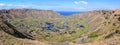 View of Rano Kau Volcano Crater on Easter Island, Chile Royalty Free Stock Photo
