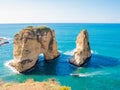 Raouche, Pigeons` Rock. In Beirut, Lebanon Royalty Free Stock Photo