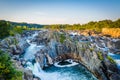 View of rapids in the Potomac River at sunset, at Great Falls Pa Royalty Free Stock Photo