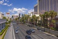 View of rare cars on Strip. Las Vegas cityscape view. Las Vegas.