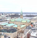 View of the Rathaus in Hamburg from the St. Nicholas Church