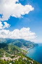 View from Ravello across to Minori and Maiori, Amalfi Coast, Italy