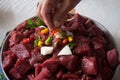 Raw Stew Beef close up Royalty Free Stock Photo