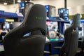 View of Razer gaming chair in electronics store. Royalty Free Stock Photo
