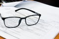View through reading glasses. Royalty Free Stock Photo