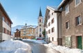 View of Realp in winter, is a Small Village close to the larger ski area of Andermatt in Switzerland