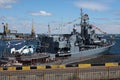 View of rear section of a battleship