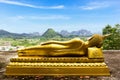 View of Reclining Buddha staute at Guan Yin Bodhisattva Mountain in Krabi