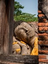 View of reclining Buddhist Temple and Buddha statue at Wat Phutthaisawan Ayutthaya Thailand