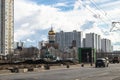 View of the reconstruction of Michurinsky Prospekt near the metro station `Ramenki`, Moscow.