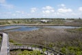 A view of the recreation center at Big Lagoon State Park from the Boardwalk Royalty Free Stock Photo