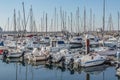 View of recreational and private boats in Leca da Palmeira marina