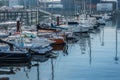 View of recreational and private boats in Leca da Palmeira marina