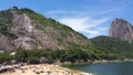 View of the Red Beach and Sugarloaf Mountain in the background in Rio de Janeiro Brazil Royalty Free Stock Photo