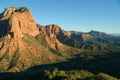 View of red rocks and landscape in Zions National Park Royalty Free Stock Photo
