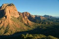 View of red rocks and landscape in Zions National Park