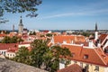 View of the red rooftops of Old Tallinn Town, Estonia, view from above, against blue skyline Royalty Free Stock Photo