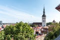 View of the red rooftops of Old Tallinn Town, Estonia, view from above, against blue skyline Royalty Free Stock Photo