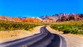 View of the Red Sandstone Mountains from the winding Calico Canyon Road near Red Rock Canyon National Conservation Area Royalty Free Stock Photo