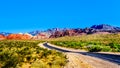 View of the Red Sandstone Mountains from the winding Calico Canyon Road near Red Rock Canyon National Conservation Area Royalty Free Stock Photo