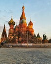 View of the Red Square with Vasilevsky descent in Moscow, Russia. Basil's Cathedral is the main attraction of Moscow Royalty Free Stock Photo