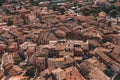 View of the red tiled roofs from the tower.