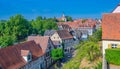 View from the red tower to the Dominican Church in Bad Wimpfen. Neckar Valley, Kraichgau, Baden-WÃÂ¼rttemberg, Germany, Europe