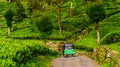 View on red Tuk Tuk on the way to tea plantation in Haputale, Sri Lanka Royalty Free Stock Photo