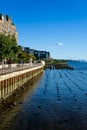 View of redeveloped Yonkers waterfront. Lined with restaurants, luxury apartments and public spaces Royalty Free Stock Photo