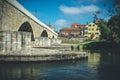 A view of Regensburg across the Danube Royalty Free Stock Photo