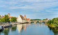 View of Regensburg with the Danube River in Germany Royalty Free Stock Photo