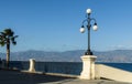 View of the Reggio di Calabria promenade Lungomare Falcomata and Strait of Messina