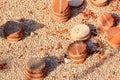 View of remains hypocaust, the heating system in the thermae ruins of the ancient Roman Odessos, in the city of Varna