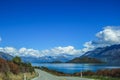 View of Remarkables mountain range and Lake Wakatipu in Queenstown, South Island, New Zealand Royalty Free Stock Photo