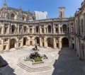 View at the Renaissance main cloister, with ornamented fountain in the middle, an iconic piece of the Portuguese renaissance type