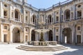 View at the Renaissance main cloister, with ornamented fountain in the middle, an iconic piece of the Portuguese renaissance type