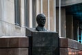 View of Rene Levesque statue in front of Hydro Quebec building. Royalty Free Stock Photo